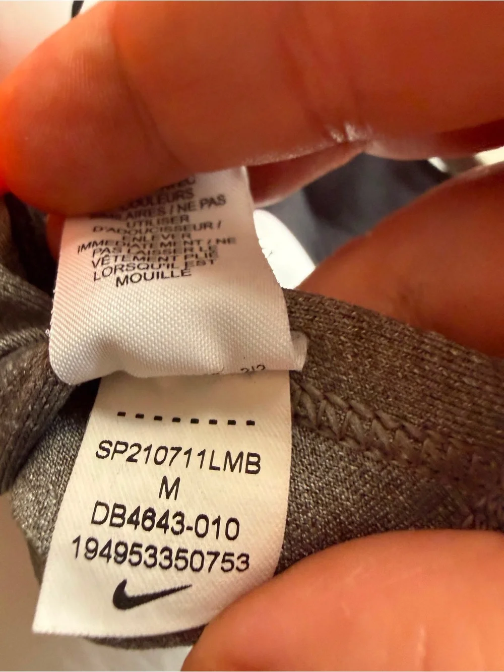 Nike Dri-FIT Medium Support Sports Bra Gray Black Orange M